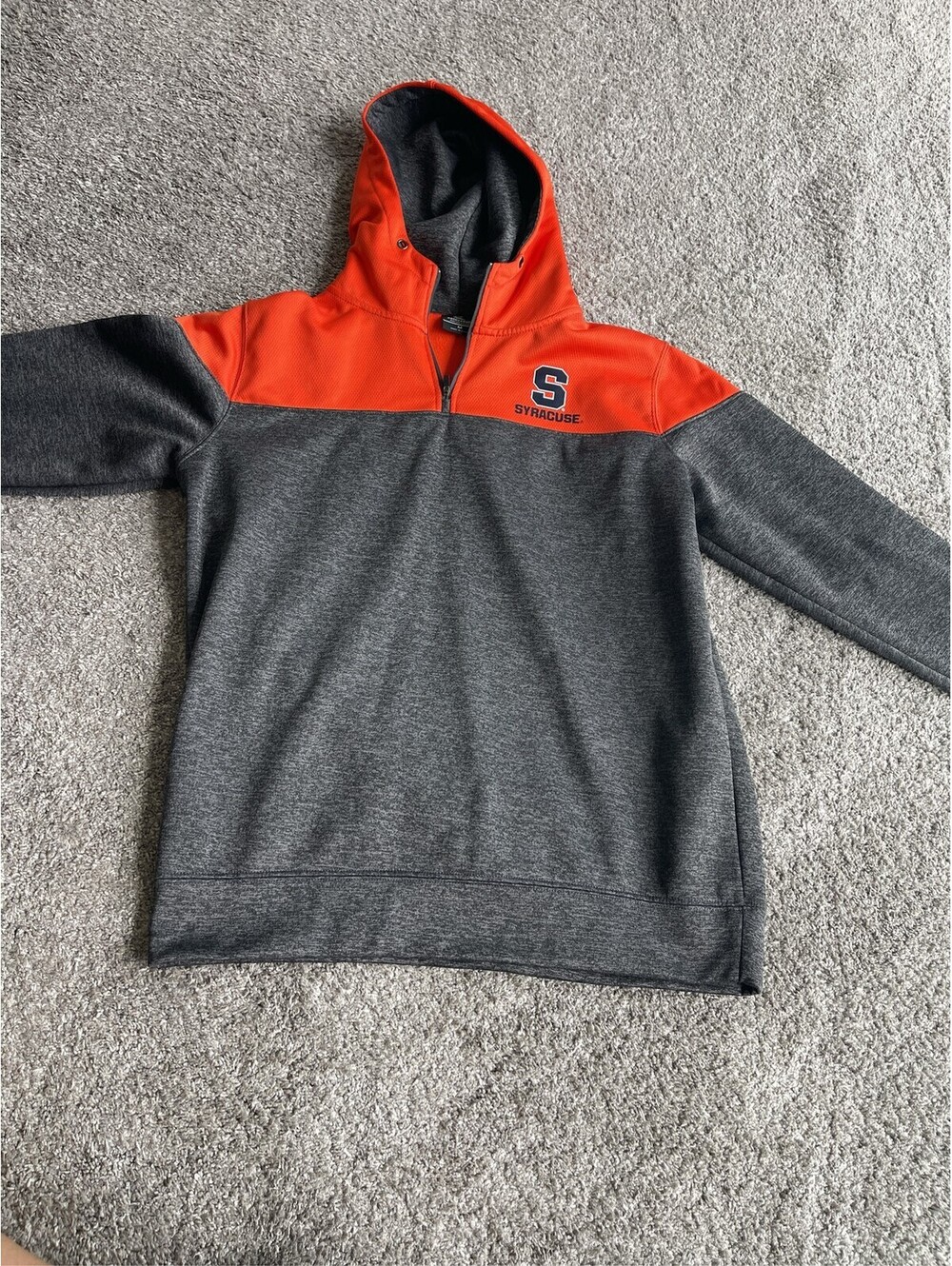 Syracuse University Orange 1/4 Zip Hoodie Mens Gray Long Sleeve Pullover